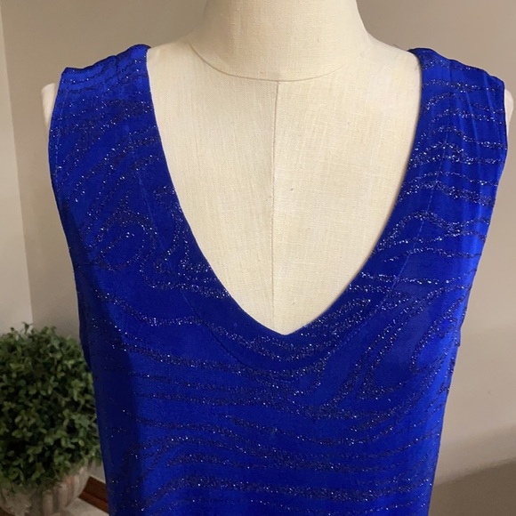 ATOC LONG FORMAL sleeveless DRESS STRETCH SPARKLE mermaid hem ROYAL BLUE size XL - Picture 5 of 9